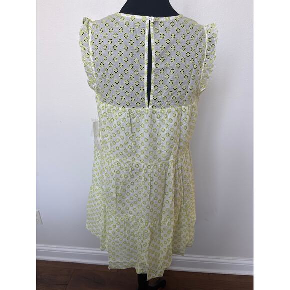 Modcloth Day Tripping Eyelet Flower Fields Trapeze Mini Dress White/Green L NWT - Picture 7 of 11